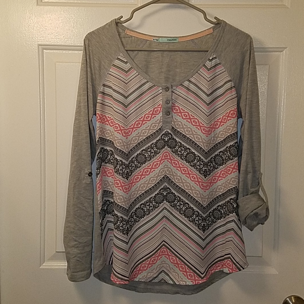 Maurices Chiffon Chevron Front Top